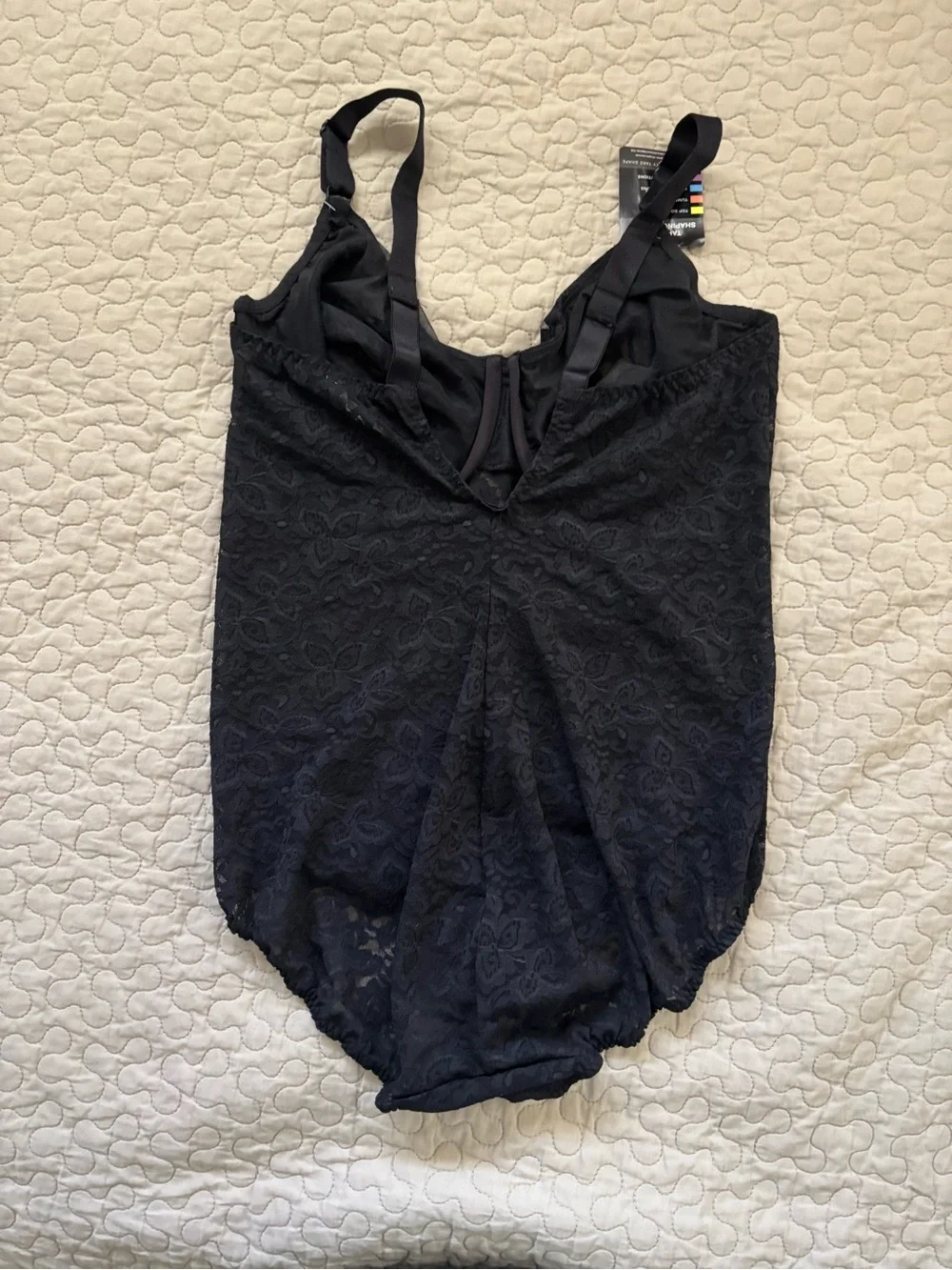Bali 40D Black Lace Bodysuit with Built-In Cups